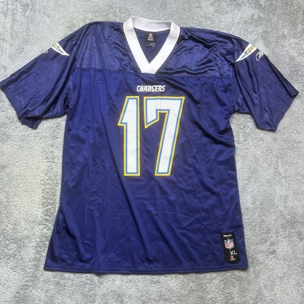 Vintage San Diego LA Chargers Reebok Jersey #17 Phillip Rivers Men's XL Blue NFL